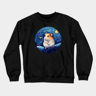 Scared Hamster, van gogh style, starry night, Post-impressionism Crewneck Sweatshirt